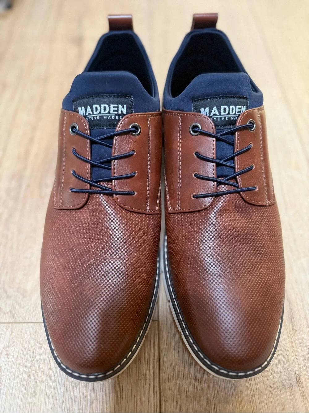 Madden Steve Madden Men’s Lyddon Oxford Brown Blue Casual Lace-Up Shoes 10.5